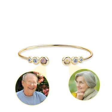 Double Photo Bangle with Crystals - Personalised Bracelet - Photo Bracelet - Womens Bracelet Bracelet Gold Brother & Sisters